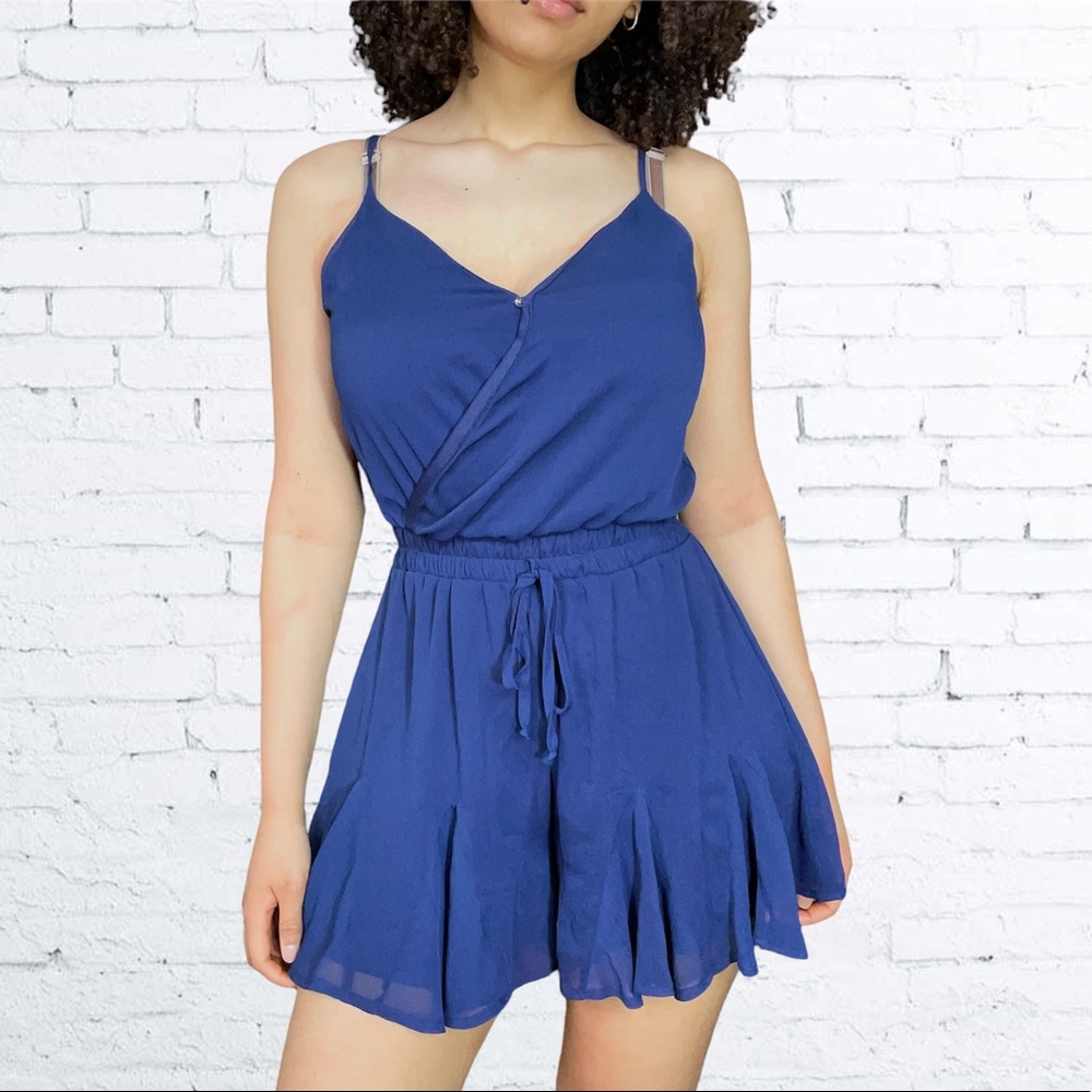 Flowy Navy/Indigo Wrap Tie Romper